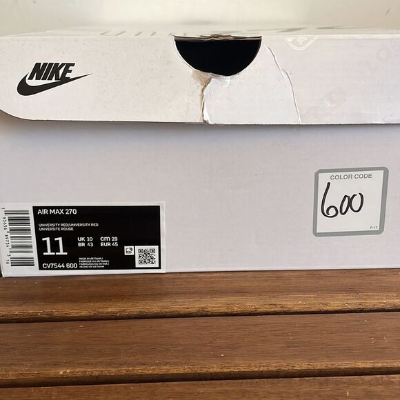 Nike Air Max 270 University Red Men Size 11(CV7544-600) - Picture 13 of 13